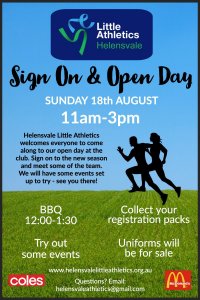 Helensvale Little Athletics Sign on open day